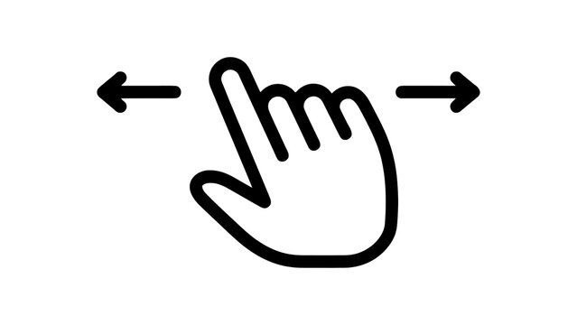 Touchscreen finger gesture icon indicating swipe left and right motion with touchscreen navigation interface pointing interaction direction software