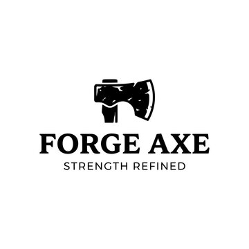 Handcrafted axe head logo for smithing and forestry.