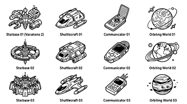 Sci-Fi Icons: Starbases, Shuttlecraft, Communicators & Orbiting Worlds