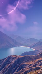 Fototapeta premium Serene Mountain Lake Landscape with Eclipse.