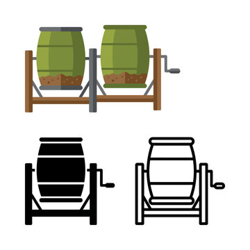 Wine barrels on a wooden rack for wine making and storage  traditional winemaking equipment  rustic wine barrels