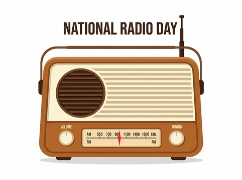 Classic brown retro radio vector illustration for National Radio Day