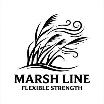 Marsh line logo featuring swaying tall grass.