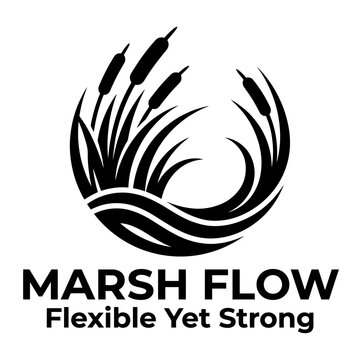 Marsh reed and wave logo.