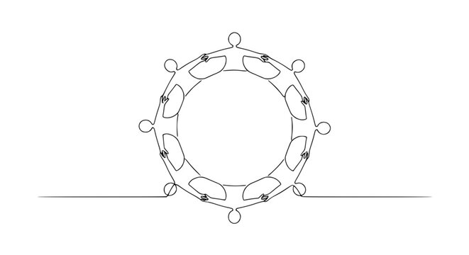 Abstract People Circle Unity Line Art Isolated Transparent Background
