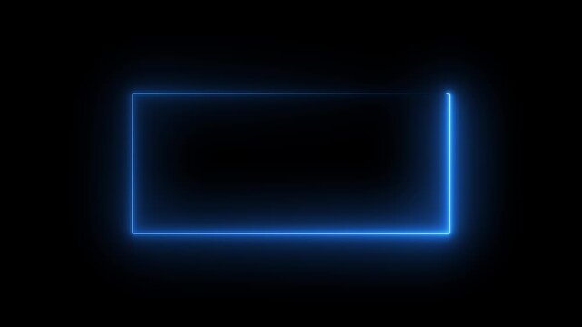 Neon green light rectangular abstract border picture frame.4k