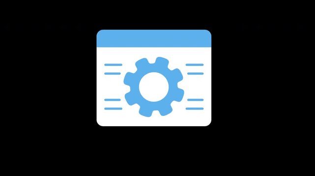 Software Settings Interface Card with Gear Icon for System Configuration Animation