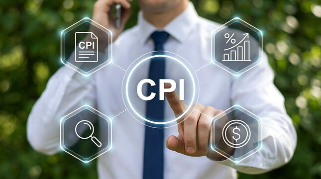 Businessman touching consumer price index cpi virtual icon for economy