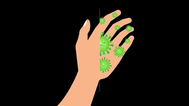 Hand Comparison Showing Germ Covered and Clean Skin Hygiene Protection Concept