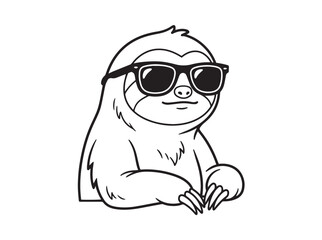 Fototapeta premium Cool cartoon sloth wearing sunglasses, isolated on white background, vector illustration.