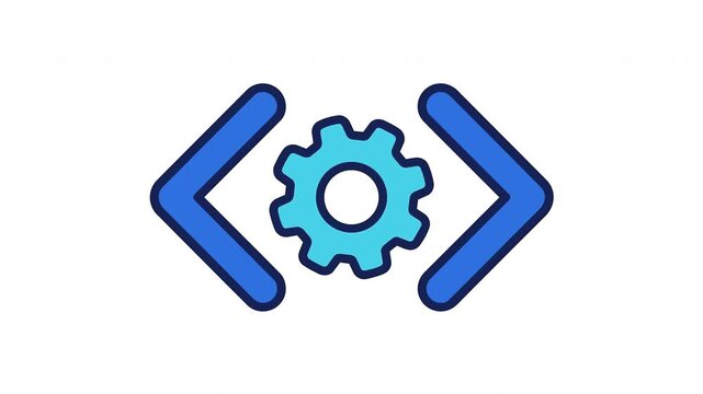 Programming code and gear icon symbolizing software development settings and application programming interface