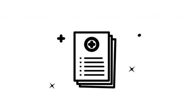 Simple Medical record icon animation a stack of black and white sheets. Perfect for healthcare icon, healthcare websites, medical blogs, medical app, educational material design and digital presentati