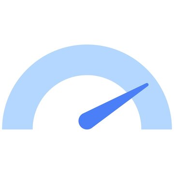 a blue speedometer with a white background