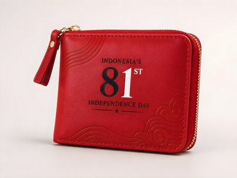 Red Leather Zip Wallet Commemorating Indonesia 81st Independence Day