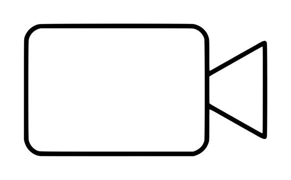 Minimalist hand-drawn video camera icon outline isolated on white, simple vector illustration for digital media and streaming concepts