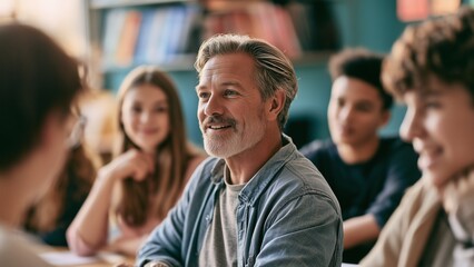 Fototapeta premium Anti Drug Education Campaign Featuring School Counselor Inspiring Emotional Wellbeing and Positive Life Choices
