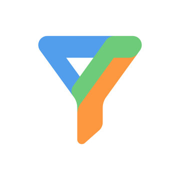 Abstract funnel icon design. Modern geometric logo symbol for business data filtering.