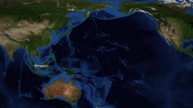Animated Flight Route Map from Singapore to Vancouver Over the Pacific Ocean
