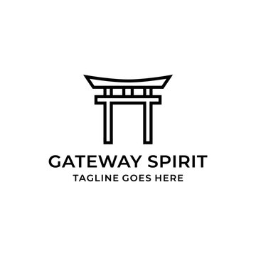 Minimalist Japanese torii gate logo representing cultural heritage.