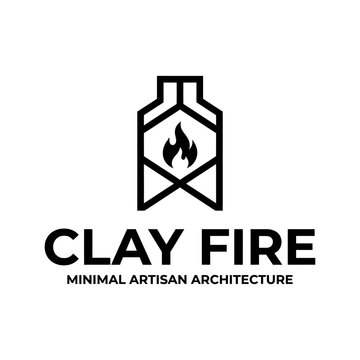 Minimalist kiln fireplace artisan logo.