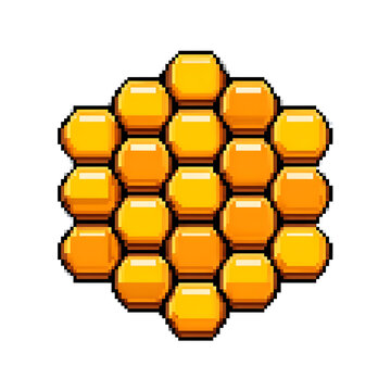 Pixel art honeycomb isolated on white