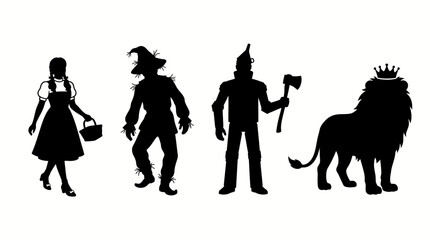 Obraz premium Silhouette collection of Wizard of Oz main characters.