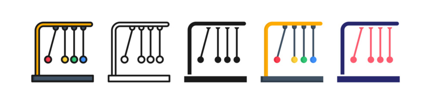 Newtons Cradle Multiple Style Icon Set Collection. 