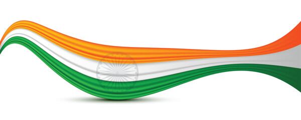 Fototapeta premium Happy independence day celebration banner with creative tricolor flag wave