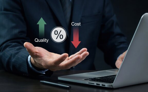 Increasing quality and reducing cost concept