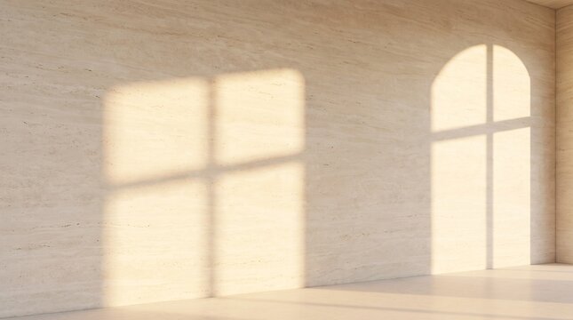 Soft Sunlight and Window Shadows on White Interior Wall
