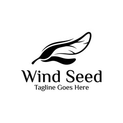 Fototapeta premium Stylized feather or leaf seed logo.