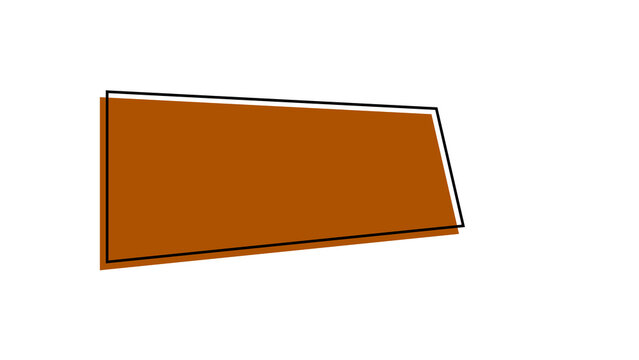 Minimalist brown trapezoid text box with bold black outline for modern graphic design layout elements with shadow isolated against clean white background trapezoid shape thick PNG