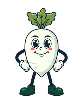Cute Daikon Radish Cartoon Mascot Character