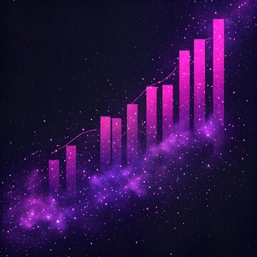 Growing bar chart with space background