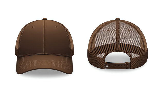trucker cap  mesh cap template illustration (brown)