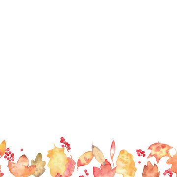 水彩秋フレーム＆紅葉素材セット｜落ち葉・もみじ・どんぐり・秋の植物・背景・コピースペース
Watercolor Autumn Frame and Fall Leaves Collection Set with Copy Space
