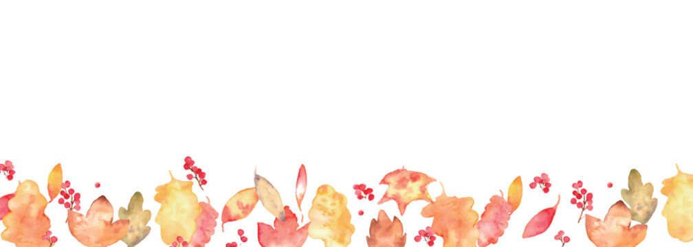 水彩秋フレーム＆紅葉素材セット｜落ち葉・もみじ・どんぐり・秋の植物・背景・コピースペース
Watercolor Autumn Frame and Fall Leaves Collection Set with Copy Space
