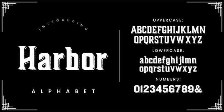 Harbor nautical distressed slab serif font style for vintage maritime poster and coastal brand design