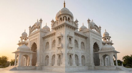 Naklejka premium Majestic white marble architectural structure with intricate dome designs