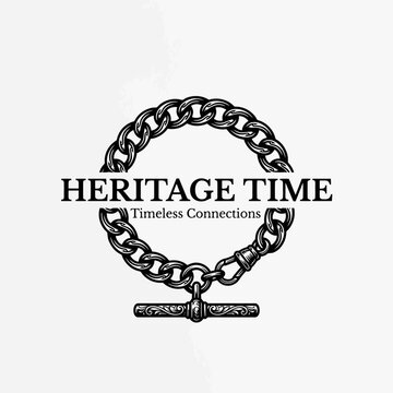 Vintage pocket watch chain logo for legacy brands.