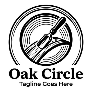 Woodworking chisel emblem Oak Circle.