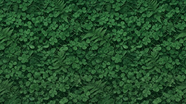Green clover leaves with background botanical close-up environment covering multiple shamrock