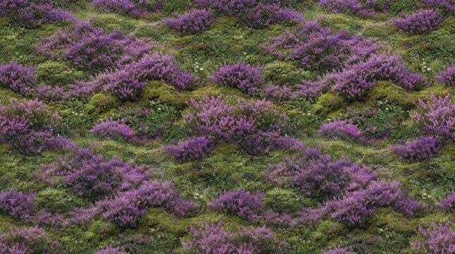 Purple heather texture with landscape botanical wildflower background outdoors vegetation