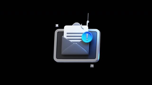 Phishing Alert Cybersecurity 3D Animation