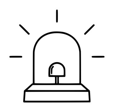 Hand drawn vector icon illustration of a flashing emergency warehouse siren beacon alarm light isolated on white background for safety and security design