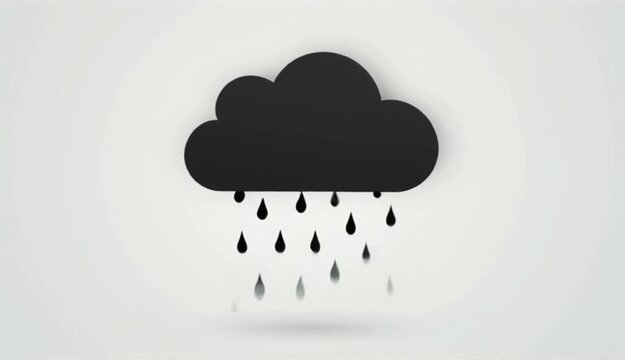 rain cloud icon, minimalist black and white vector
