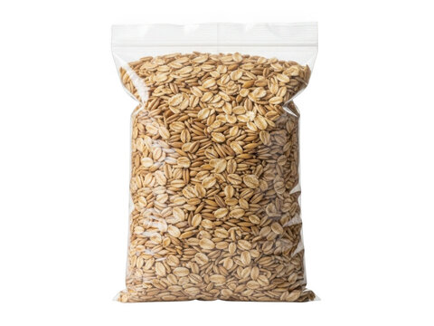 Bag of rolled oats isolated on transparent background