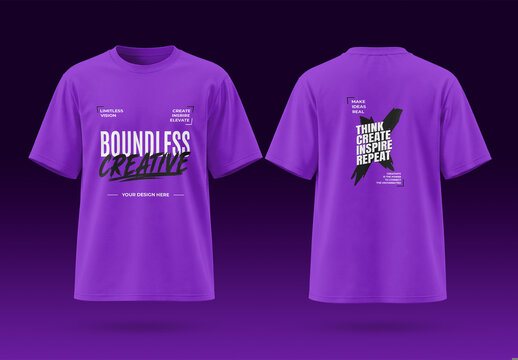 Oversized T Shirt Mockup Front and Back View on Dark Background