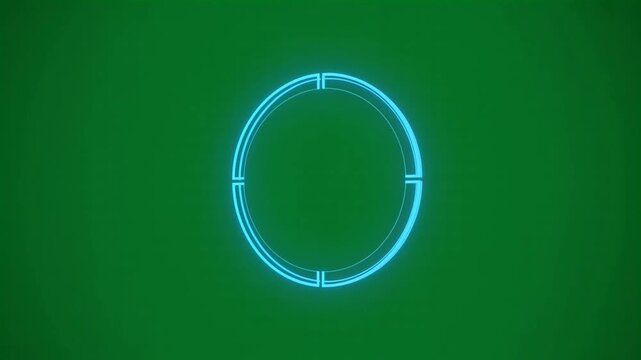 Animated blue circular target graphic for hud interface on green screen HD video for video editing