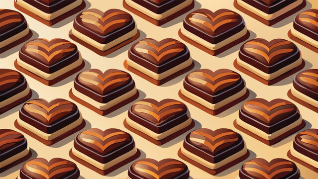 Editorial sweet chocolate heart pattern vector illustration with chocolate valentines background confectionery romantic creative repeating seamless minimalist vector illustration